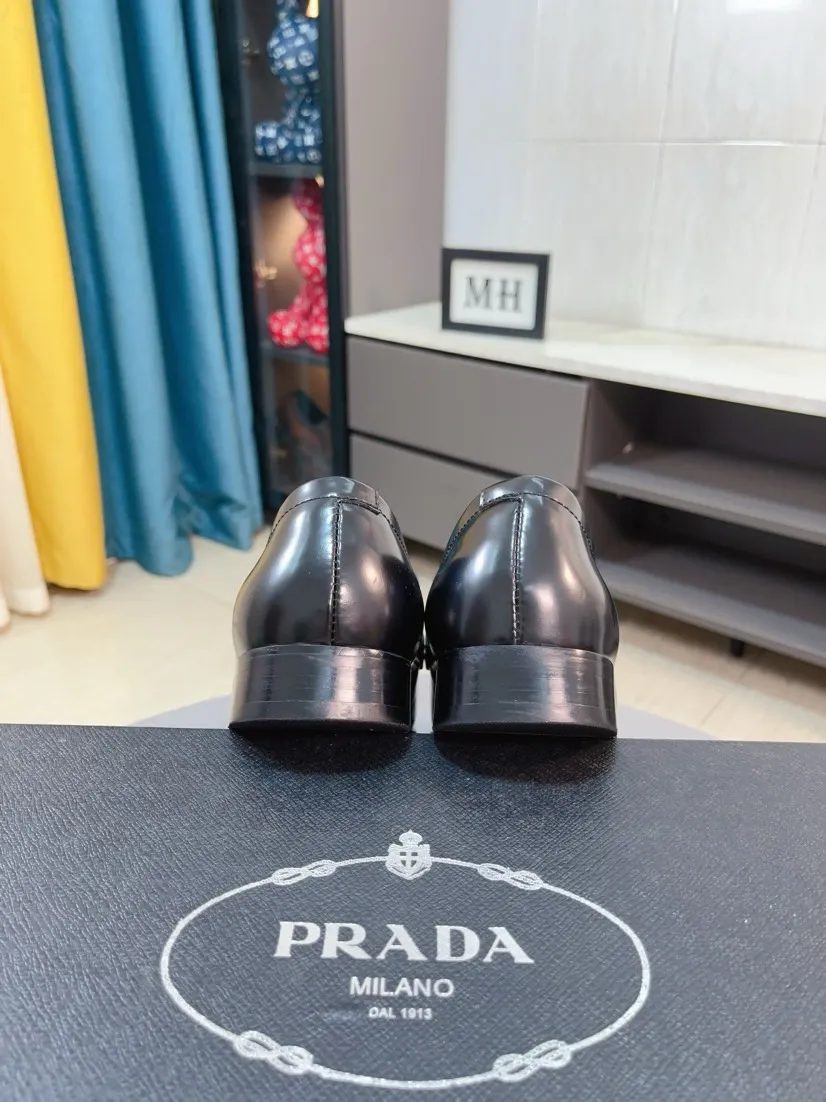 Men's shoes 💰540🌹🌹【PRADA Leather Shoes】Top purchasing agency Original imported Italian custom-made open-edge beaded cowhide leather surface, fully imported water-dyed breathable cowhide lining, original factory special molded sole super comfortable, size: 38-44